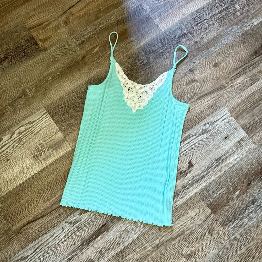 Make + Model Baby Blue Ribbed Cami Tank Top Size XL